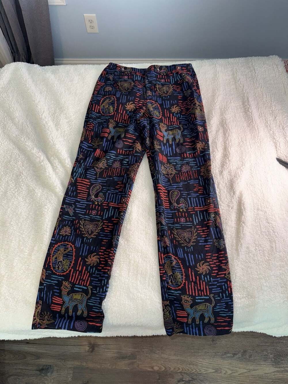 16-Chico's Design Folk Art Animal Print Straight Leg Pants Size 0
